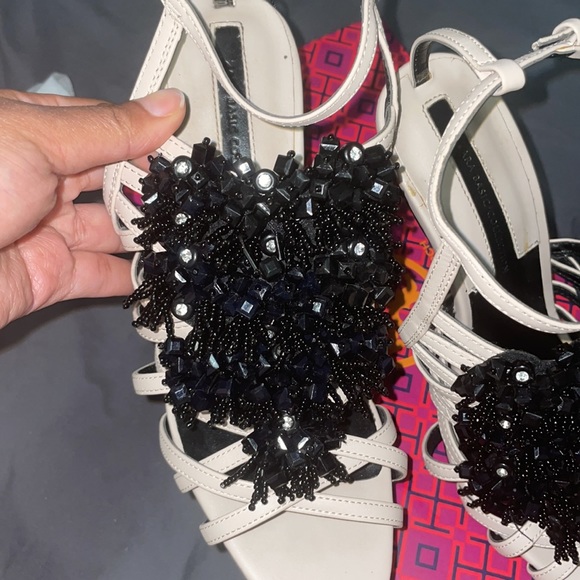 Zara Pink Black Bead and Crystal Strappy High Heel Sandals - Picture 12 of 17